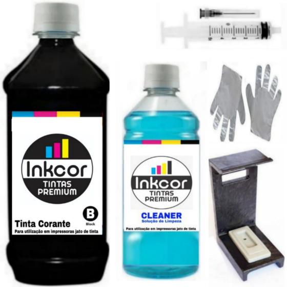Imagem de Kit Recarga Cartucho + Sugador Compativel Impressora Hp 3776 2600 2774 com 500ml