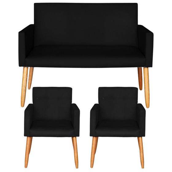 Imagem de Kit Recepção 1 Namoradeira 2 Poltronas para Recepção Sala de Espera Resistente confortável Estofado 4 Lugares