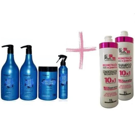 Imagem de Kit Reconstrutor Profissional Onixx Brasil + Shampoo e Condicionador 1Lt