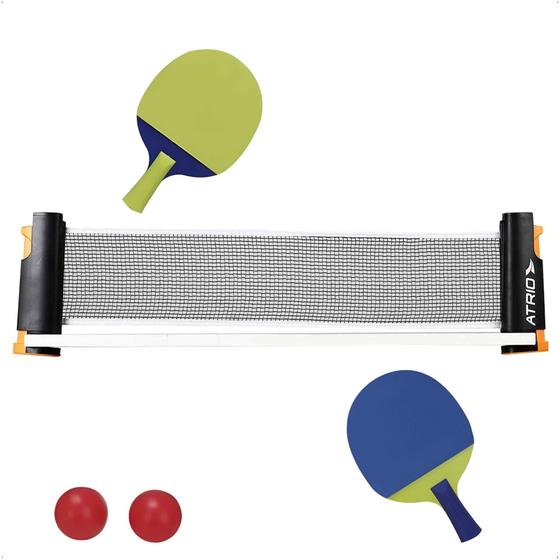 Imagem de Kit Rede de Ping Pong Tênis De Mesa Retrátil Portátil + 2 Raquetes e 2 Bolinhas