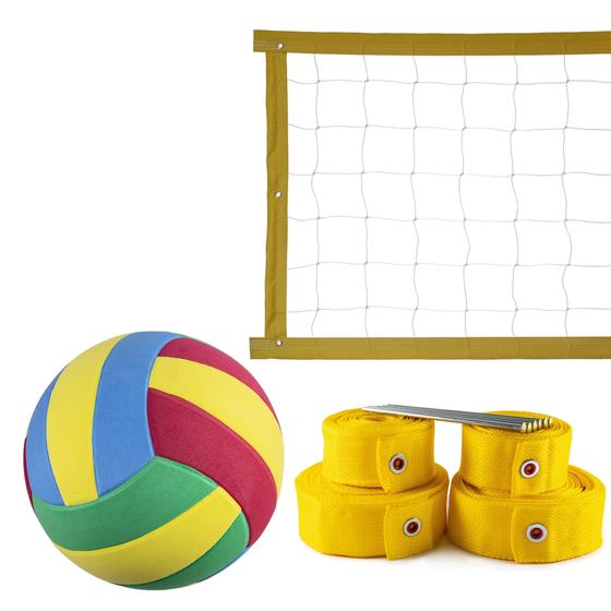 Imagem de Kit Rede de Vôlei 5 metros + Marcação Amarelo + Bola