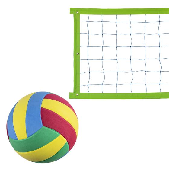 Imagem de Kit rede de vôlei colorido 5 metros verde + bola