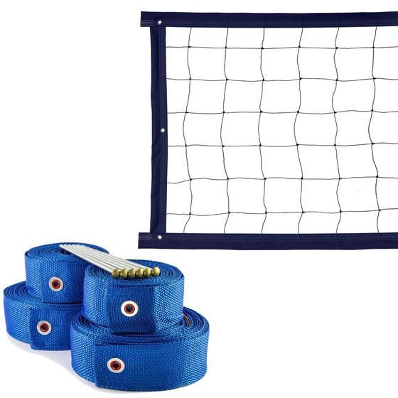 Kit Rede De Vôlei Com Marcação 5 Metros Azul/Preto Menor preço em Kit Rede De Vôlei Com Marcação 5 Metros Azul/Preto