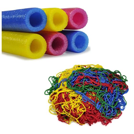 Imagem de Kit Rede Tela de Proteção 2,44m / 2,50m 6 Isotubos para Cama Elástica