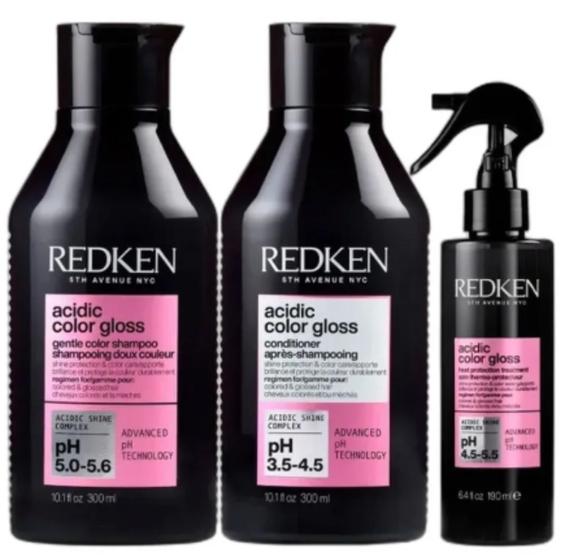 Imagem de Kit Redken Acidic Color Gloss Sh 300ml+ Cond 300ml+ Leavein