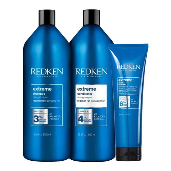 Imagem de Kit redken extreme shampoo 1l + condicionador 1l + mascara 250gr