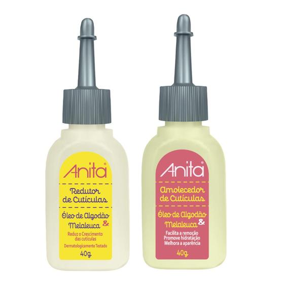 Imagem de Kit Redutor de cutículas com Óleo de algodão 40ml + Amolecedor de cutículas 40ml Anita