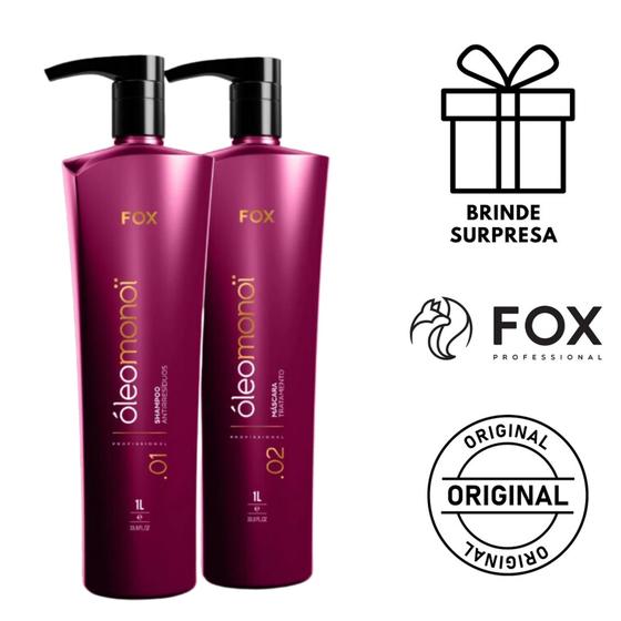 Imagem de Kit Redutor de Volume Botox Fox Monoi 2x1000ml Original 