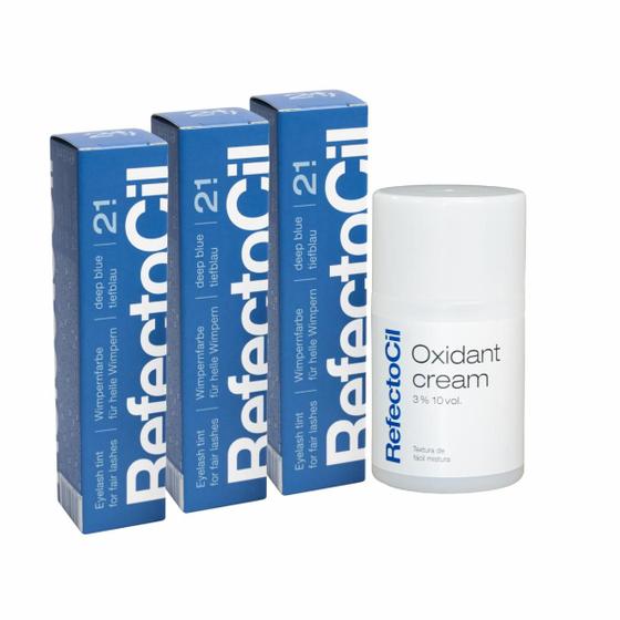 Imagem de Kit Refectocil 3 Tinta + 1 Oxidante Creme N 2.1 Azul Profundo
