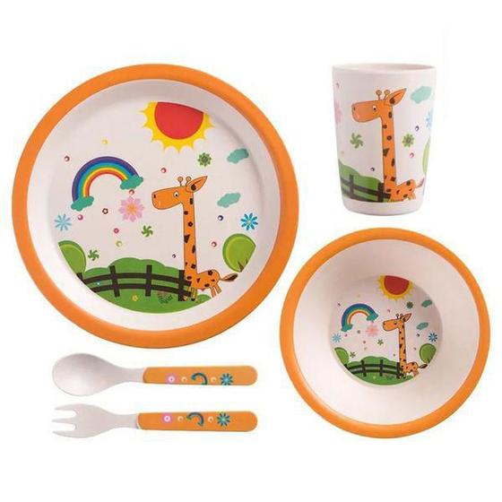 Imagem de Kit Refeição 5Pçs Infantil Bamboo N239547-7 Girafa -Quanhe