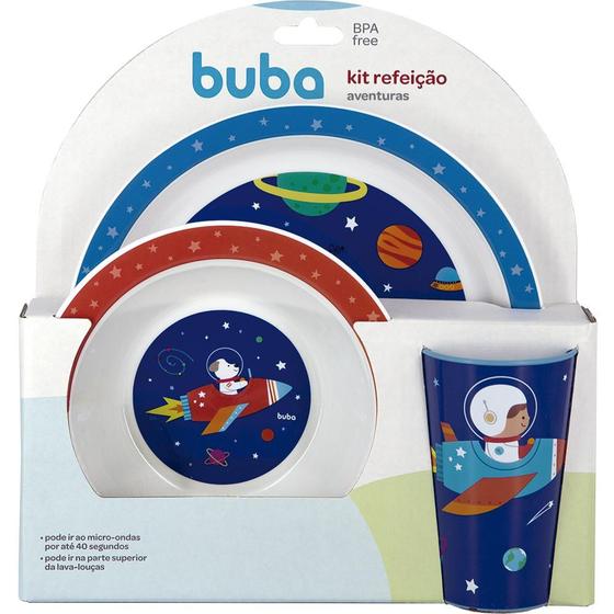 Imagem de Kit Refeição Astronauta, Sereia, Tubarão e Princesa, Prato e Copo Astronauta 15374 - BUBA