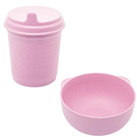 Imagem de Kit Refeição Infantil Bowl + Copo Baby Bear Rosa - Lyor