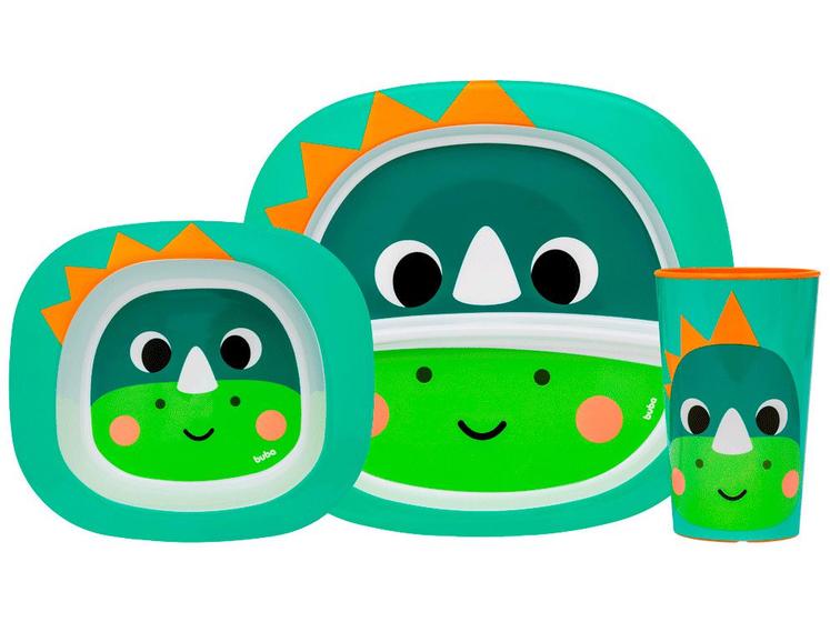 Imagem de Kit Refeição Infantil Buba Zoo Dino 3 Peças Verde