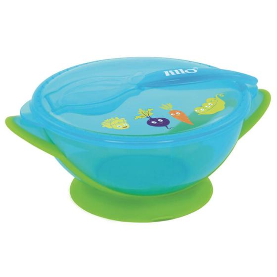 Kit Refeição Infantil Prato C/ Ventosa e Colher Azul - Lillo Menor preço em Kit Refeição Infantil Prato C/ Ventosa e Colher Azul - Lillo