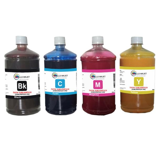Imagem de Kit Refil 4 litros Tinta Sublimatica APOLLO INKJET P/ E. Impressora : Canecas, Azulejos, Neopreme, EVA, Látex, Tecidos Poliéster