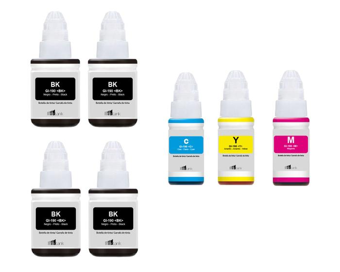 Kit refil 7 Tinta Gi190 1100 2100 3100 4100 G2110 G3110 Menor preço em Kit refil 7 Tinta Gi190 1100 2100 3100 4100 G2110 G3110