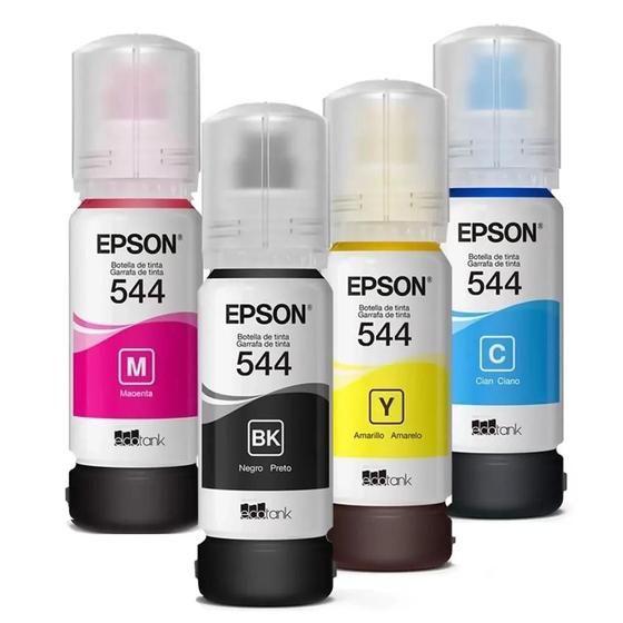 Imagem de Kit refil de tinta epson t544 preto/colors t544520 l3150 l3160 l3250 l3260 l5290