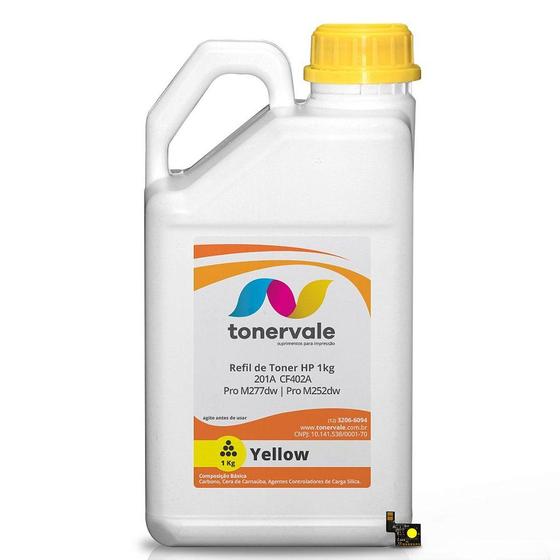 Imagem de Kit Refil de Toner + 22 Chip Toner TankFull Para HP 201A CF402A Yellow - HP M252dw M277dw 1kg