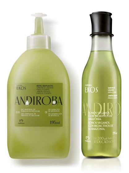 Imagem de Kit refil e sabonete em gel natura ekos andiroba 195ml cada