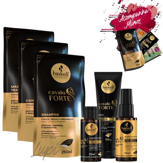 Imagem de Kit Refil Haskell Cavalo Forte Sh Cond Masc 250ml/g +3 Itens