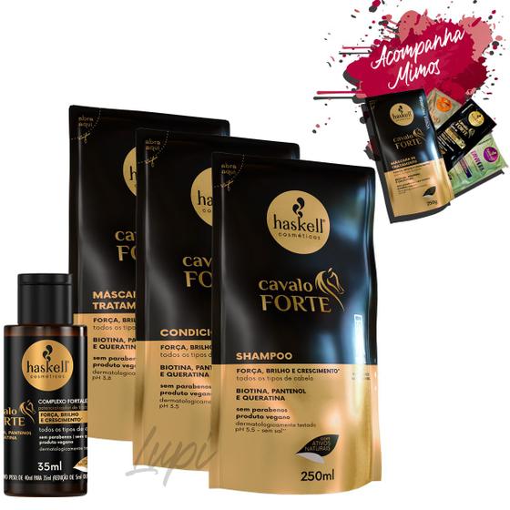 Imagem de Kit Refil Haskell Cavalo Forte Sh Cond Masc 250ml/g+complexo