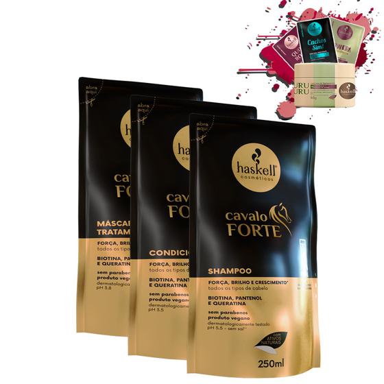 Imagem de Kit Refil Haskell Cavalo Forte Sh Cond Masc 250Ml/G