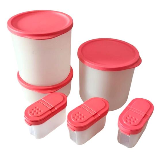 Imagem de Kit Refri Line redonda com porta temperos Tupperware