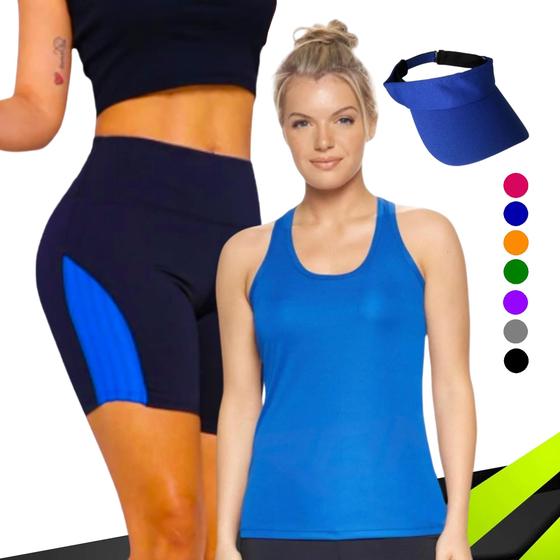 Imagem de KIT REGATA DRY + SHORT Leg Legging REDINHA Suplex + Viseira Dry Conjunto Fitness 1005