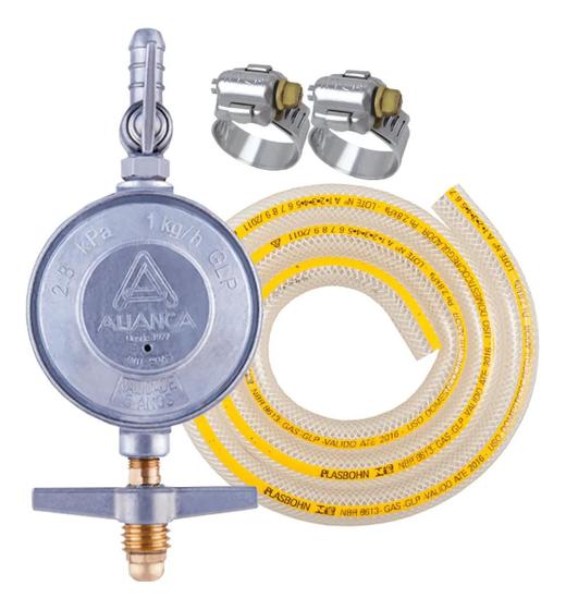 Kit Registro c Mangueira de Gás 120cm e abraçadeira Aliança - Registro ...
