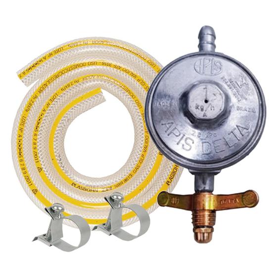 Kit Registro De Gas Com Mangueira E Abraçadeiras Completo - Delta ...