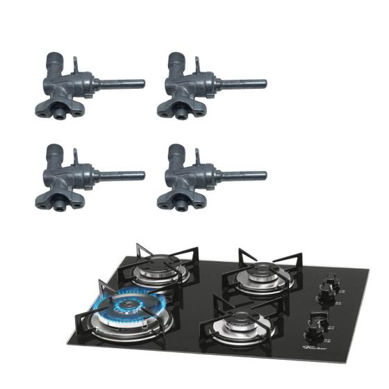 Imagem de Kit Registro Ramal Válvula Rosca Fogão Cooktop Fischer 4 Bocas 9788