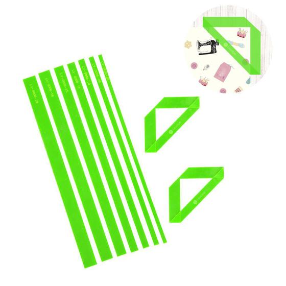 Imagem de Kit Réguas Gabarito Cartonagem Encadernação Fio De Cabelo Verde