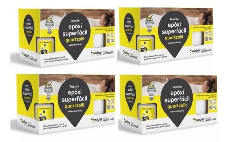Imagem de kit Rejunte Epóxi Quartzolit 1kg com 4 Unidades Preto Grafite