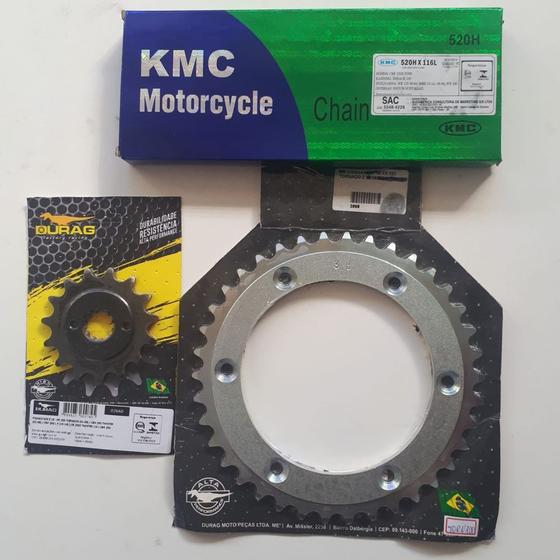 Imagem de Kit Relação 38x15 Moto Tornado Corrente KMC sem Retentor