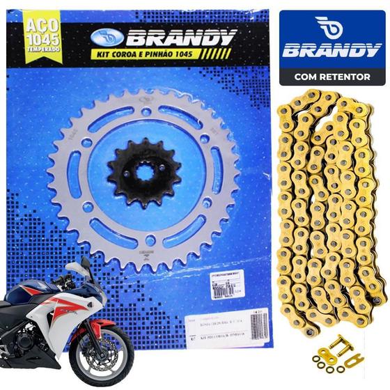 Imagem de Kit Relação Cbr 250 R Corrente Dourada Com Retentor Brandy