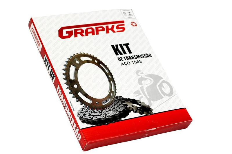 Imagem de Kit Relação Grapks CG 125 ES KS YES 2000 até 2008 aço 1045