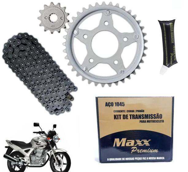 Imagem de Kit Relação Tração Maxx 1045 + Graxa Branca Lub Corrente Cbx 250 Twister 2001 Até 2008