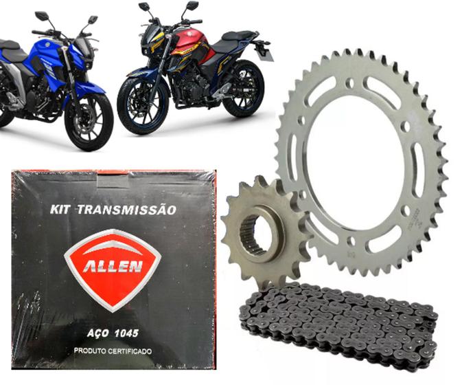 Imagem de Kit Relação Transmissão aço 1045 Fz25 Fazer250 2018 a 2023 46 X 15 corrente 428HX 136L