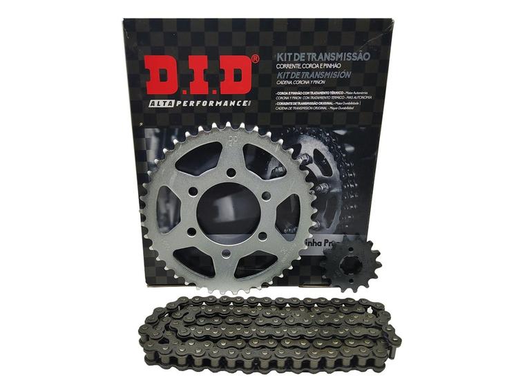 Kit relação transmissao did yamaha fazer 150 14 a 22 ( 41t x 14t ) corrente ( 428hs x 126l ) sem retentor Menor preço em Kit relação transmissao did yamaha fazer 150 14 a 22 ( 41t x 14t ) corrente ( 428hs x 126l ) sem retentor