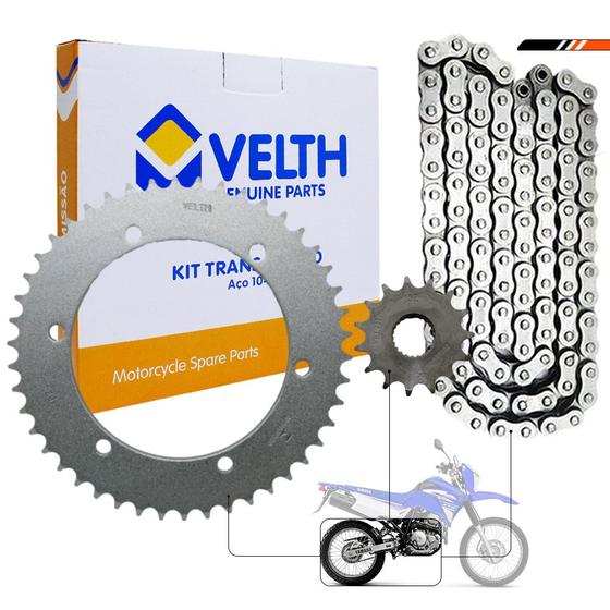 Imagem de Kit Relação Transmissão Xtz 250 Lander 2006 a 2008 Aço 1045 Velth