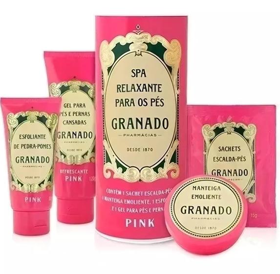 Imagem de Kit Relaxante Para Pés Pink Granado 4 Itens + Lata Presente