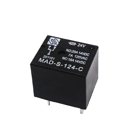 Imagem de Kit Relé Miniatura MAD-S-124-C 7a/120Vca - 5 Terminais - 1 Contato Reversível - 24Vcc - 10 peças