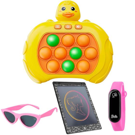 Imagem de Kit Relogio Barbie Infantil + Lousa Magica Presente + Pop It  + Oculos