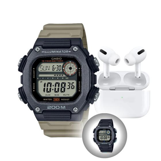 Imagem de Kit Relógio de Pulso Casio Masculino Digital Hora Mundial DW-291HX Puseira Extra Longa 5 Alarmes Prova D Água 200M + Fone Bluetooth