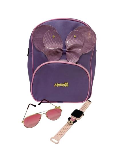 Imagem de Kit Relogio Digital Minie Bolsa Infantil Rosa + E Oculos