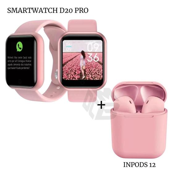 Imagem de Kit Relogio Digital Smartwatch Masculino E Feminino Y68 D20 Pro + Fone inPods 12 Bluetooth