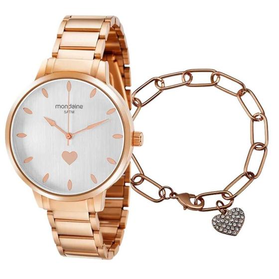 Imagem de Kit Relógio Feminino Mondaine + Pulseira 32399LPMKRE3 Rose