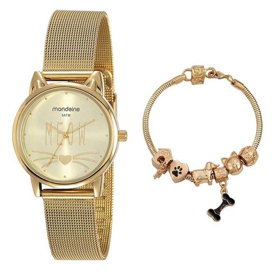 Imagem de Kit Relógio Feminino Mondaine + Pulseira 53782LPMVDE3