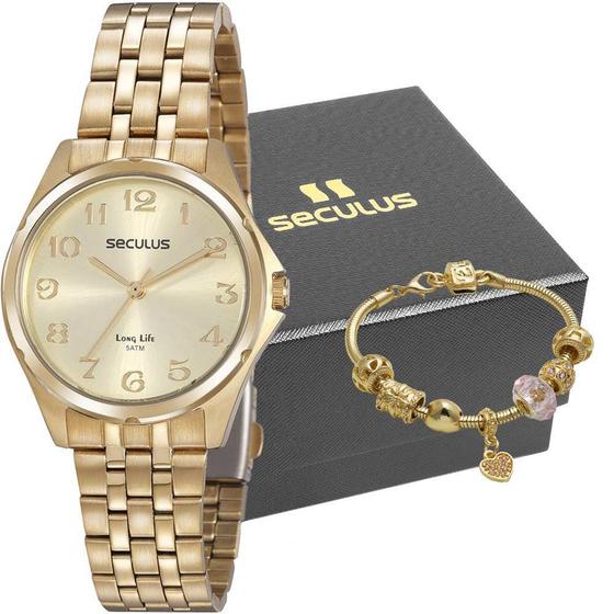 Imagem de Kit Relógio Feminino Seculus Com Pulseira 20866LPSVDA1K1