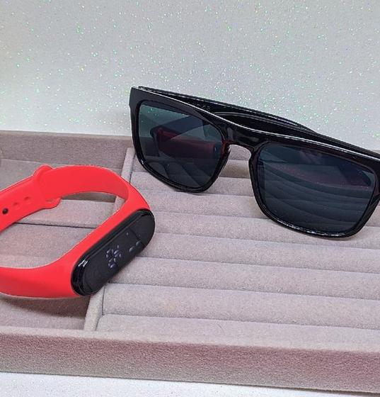 Imagem de Kit Relógio Infantil Digital Led Prova água Bracelete Esportivo + Óculos de Sol Retro para Crianças Menino Moda